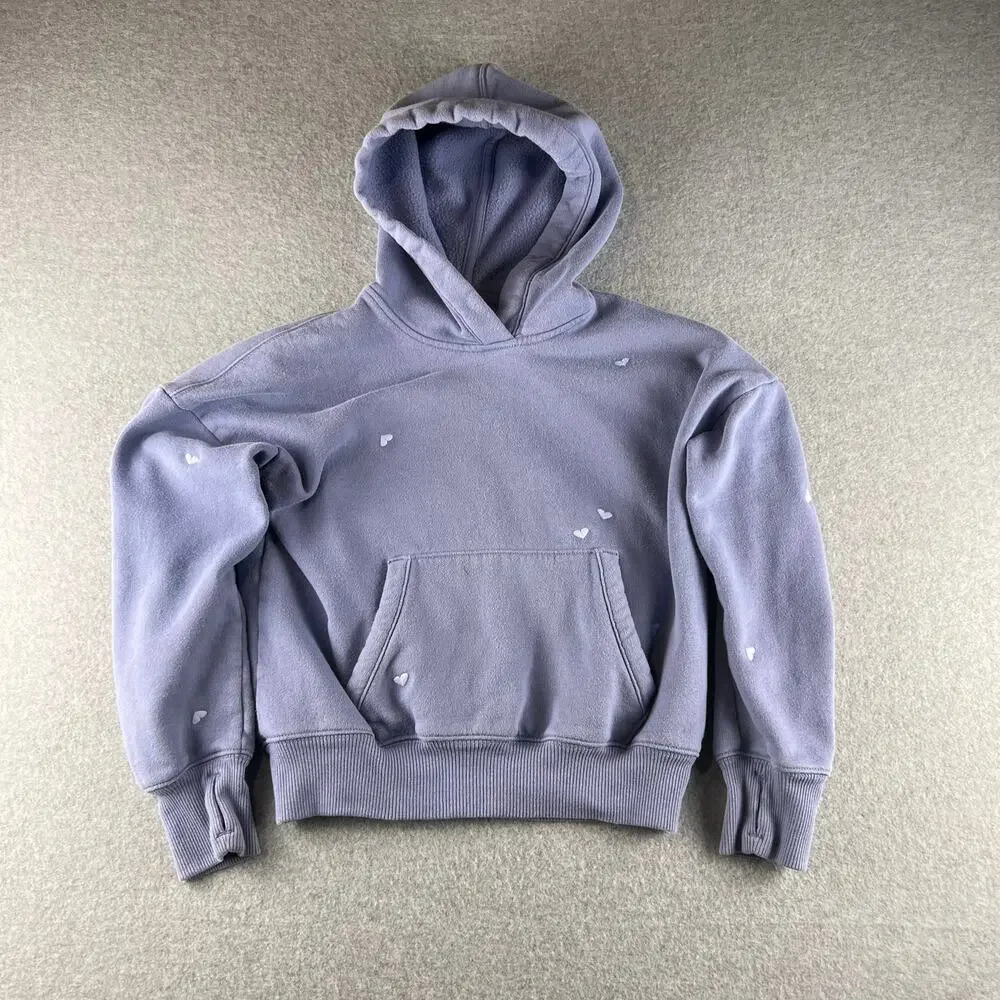 Abercrombie kids Hoodie lavender/blue hoodie features scattered white hearts